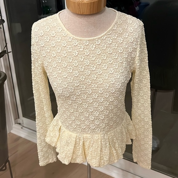 EUC soft yellow lace sweater from Rebecca Taylor - Picture 5 of 12